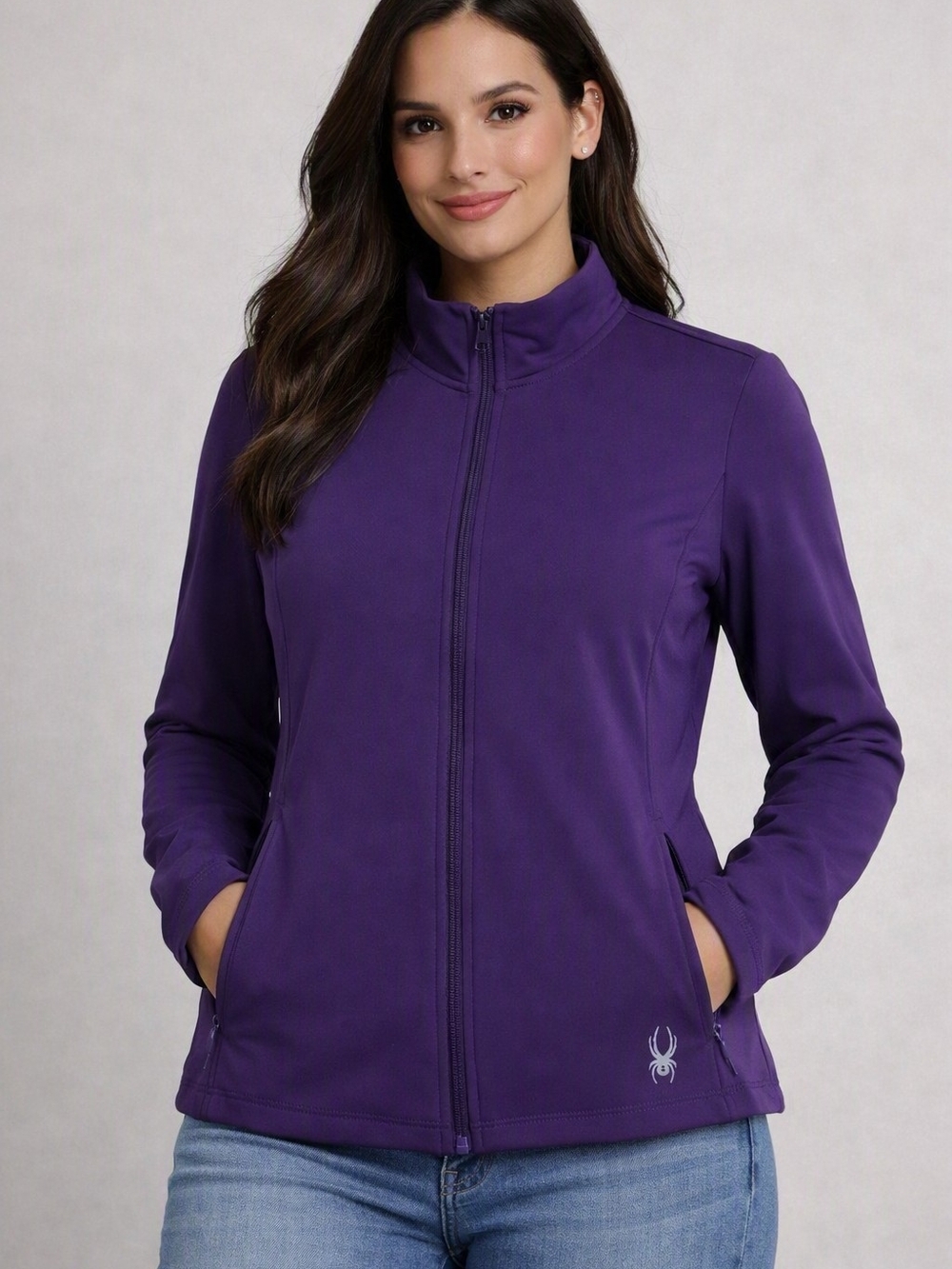 Spyder Track Jacket Women’s XL Purple Lightweight Full Zip Pockets Athletic